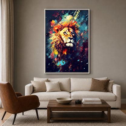 Abstract Lion Canvas Wall Art for Living Room | Colorful Lion Canvas Wall Decor