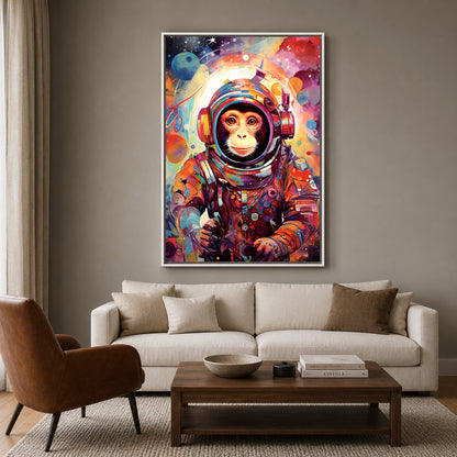 Astronaut Monkey Canvas Wall Art for Living Room | Colorful Space Animal Canvas Wall Decor