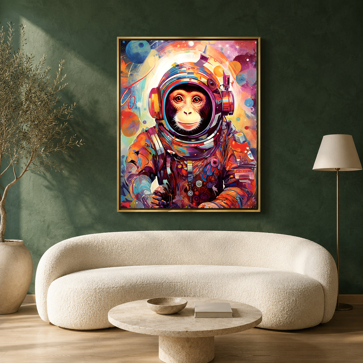 Astronaut Monkey Canvas Wall Art for Living Room | Colorful Space Animal Canvas Wall Decor