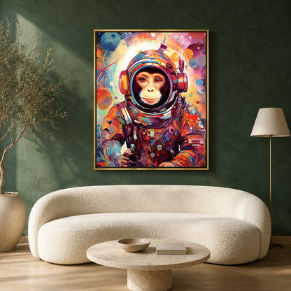Astronaut Monkey Canvas Wall Art for Living Room | Colorful Space Animal Canvas Wall Decor