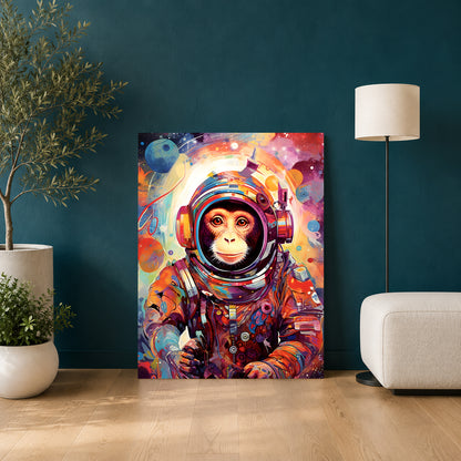 Astronaut Monkey Canvas Wall Art for Living Room | Colorful Space Animal Canvas Wall Decor