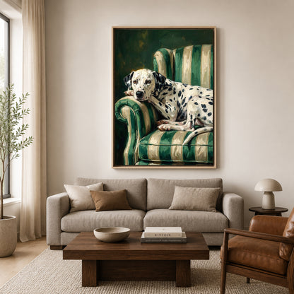 Dalmatian Canvas Wall Art for Living Room | Cozy Dog Canvas Wall Decor