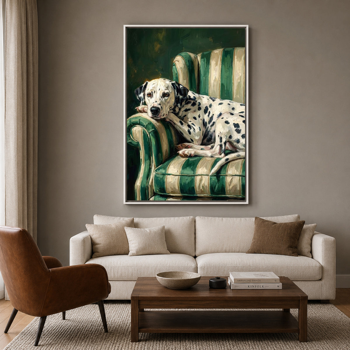 Dalmatian Canvas Wall Art for Living Room | Cozy Dog Canvas Wall Decor