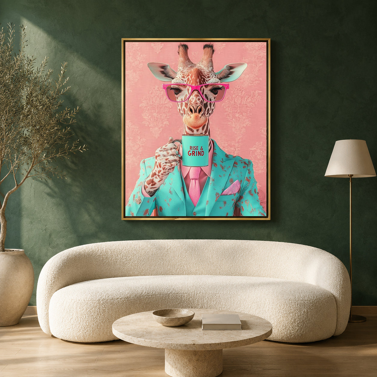 Giraffe Canvas Wall Art for Living Room | Funny Animal Office Wall Decor