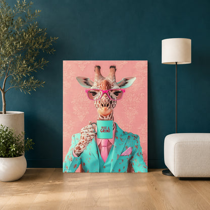 Giraffe Canvas Wall Art for Living Room | Funny Animal Office Wall Decor