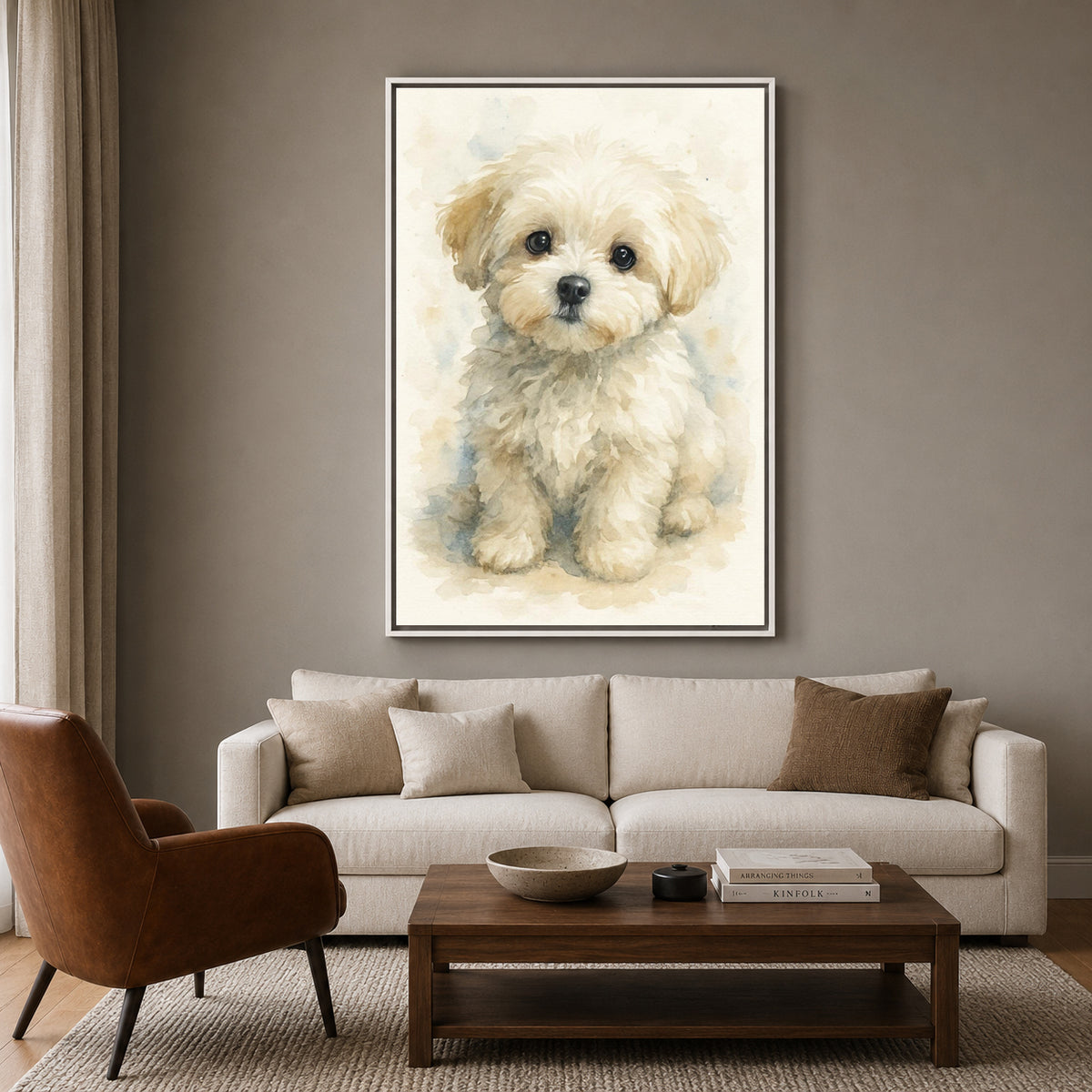 Cute Puppy Canvas Wall Art for Living Room