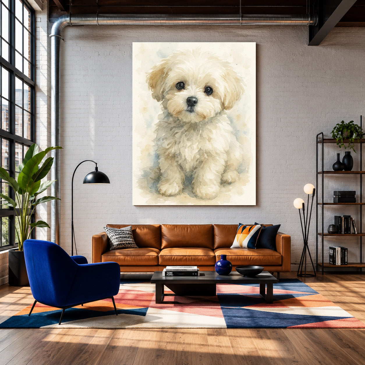 Cute Puppy Canvas Wall Art for Living Room