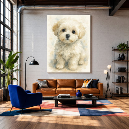 Cute Puppy Canvas Wall Art for Living Room