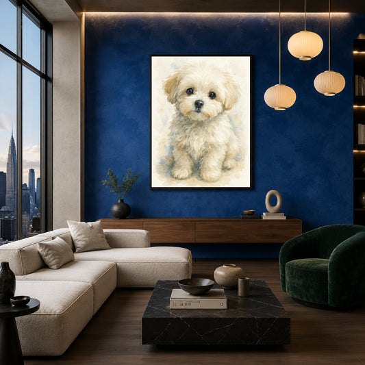 Cute Puppy Canvas Wall Art for Living Room