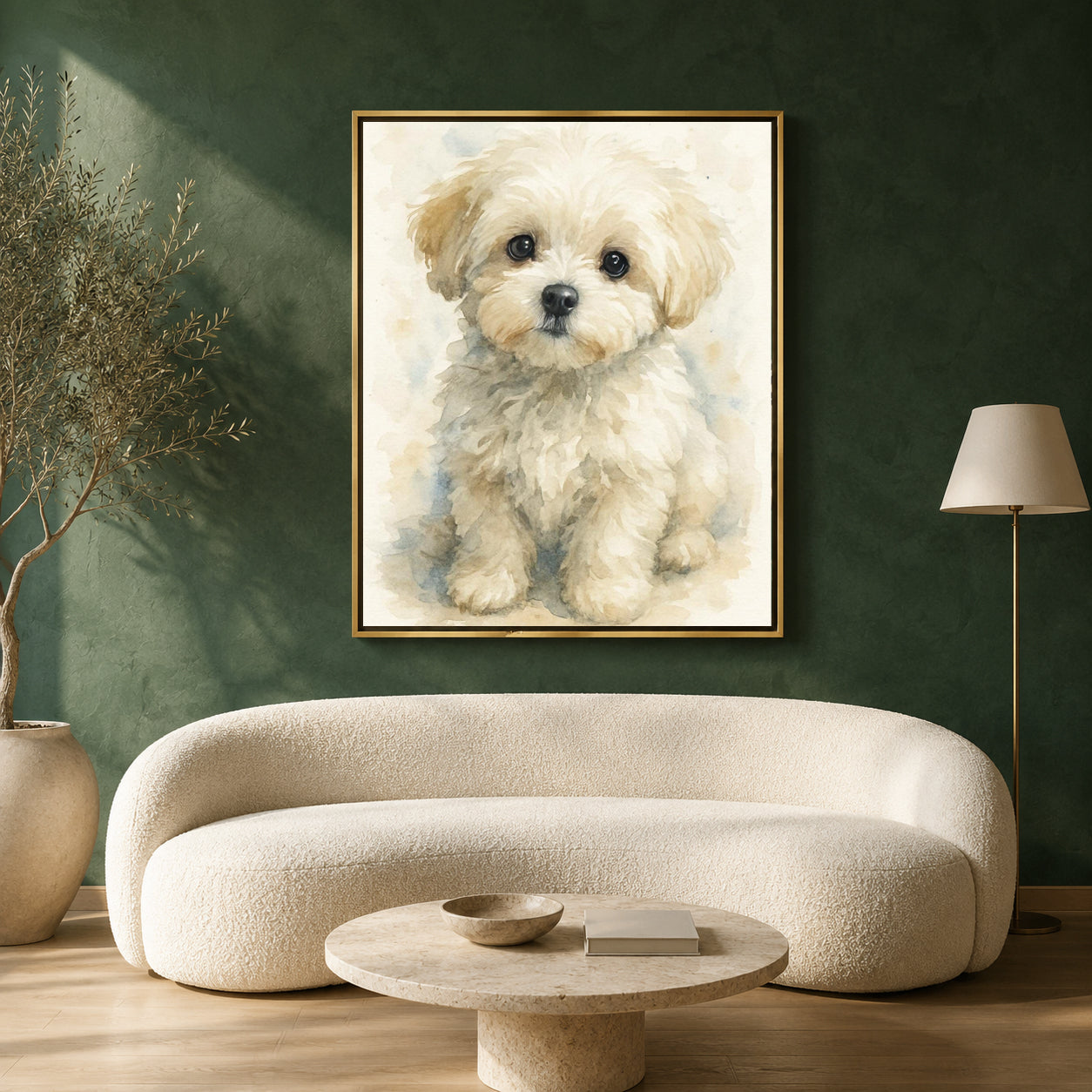 Cute Puppy Canvas Wall Art for Living Room