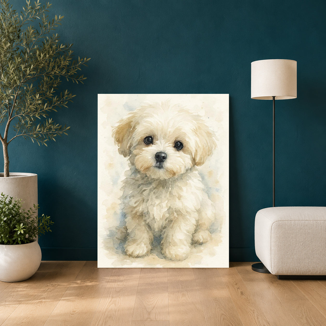Cute Puppy Canvas Wall Art for Living Room