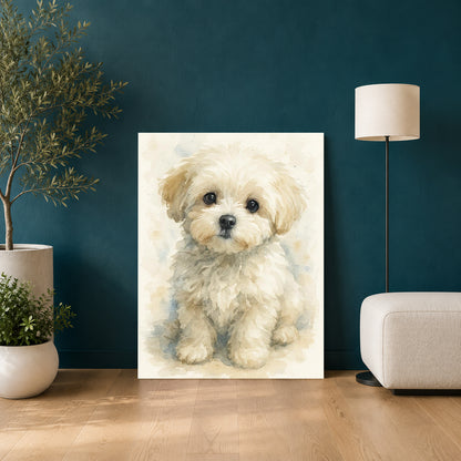 Cute Puppy Canvas Wall Art for Living Room