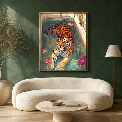 Tiger Canvas Wall Art for Living Room | Whimsical Bathroom Animal Wall Decor