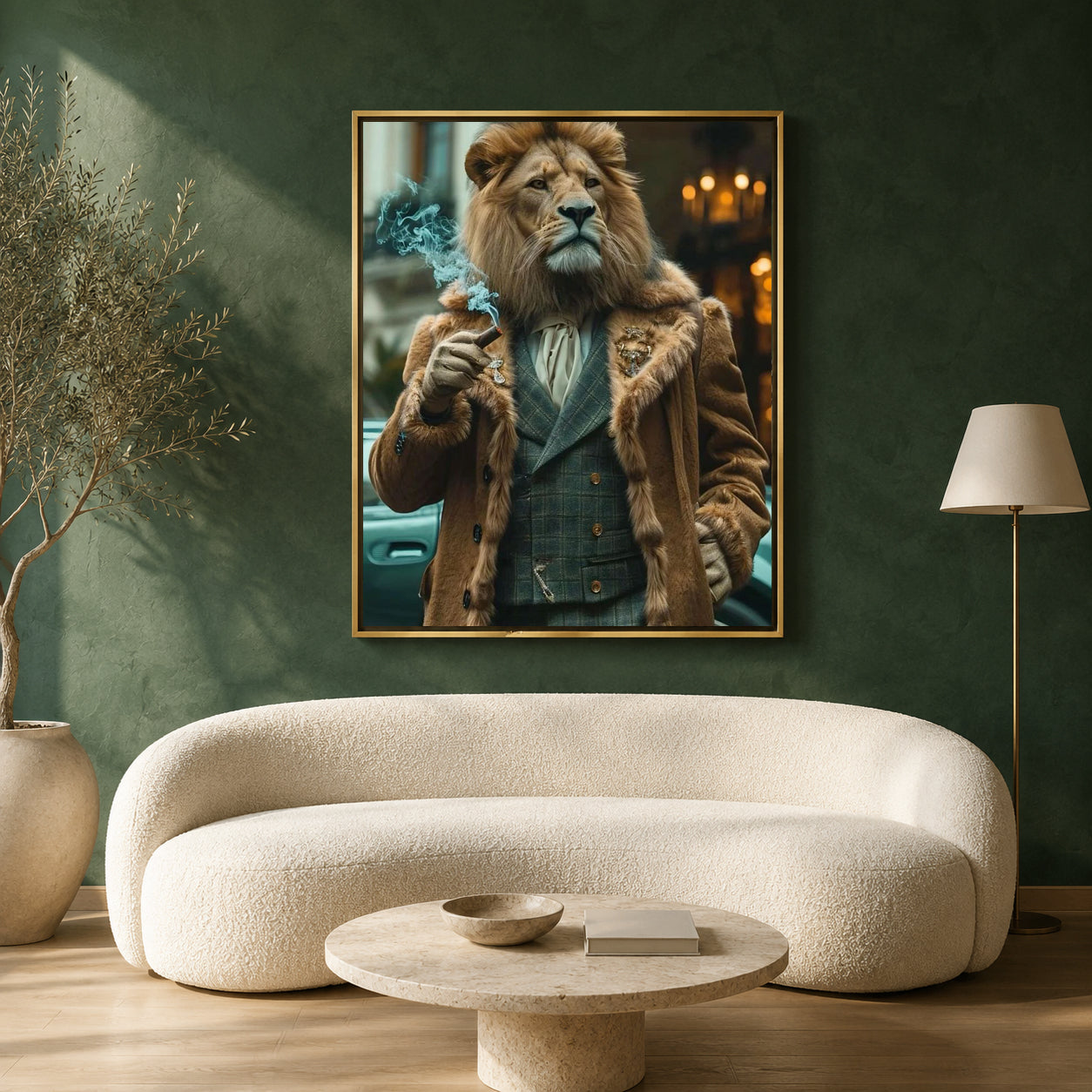 Lion Canvas Wall Art for Living Room | Luxury Gentleman Animal Wall Decor