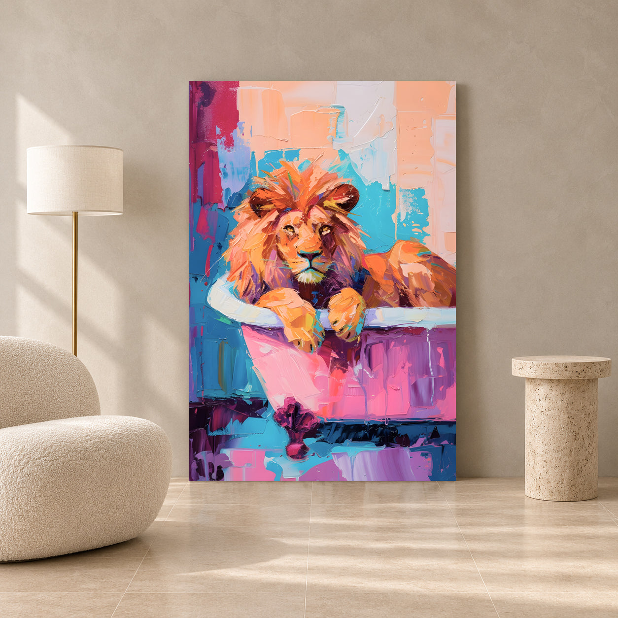 Lion Canvas Wall Art for Living Room | Colorful Pop Animal Wall Decor