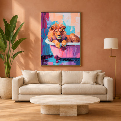 Lion Canvas Wall Art for Living Room | Colorful Pop Animal Wall Decor