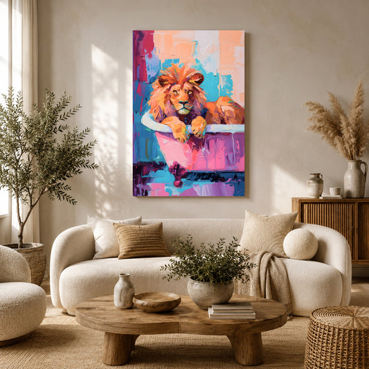 Lion Canvas Wall Art for Living Room | Colorful Pop Animal Wall Decor