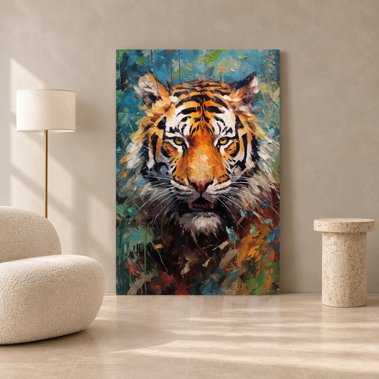 Tiger Canvas Wall Art for Living Room | Modern Wildlife Animal Wall Decor
