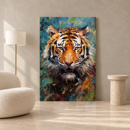 Tiger Canvas Wall Art for Living Room | Modern Wildlife Animal Wall Decor