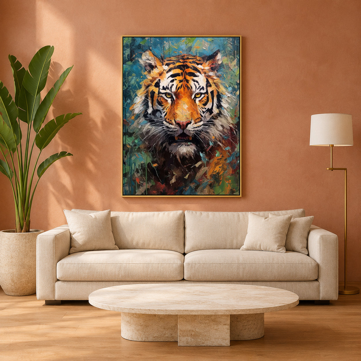 Tiger Canvas Wall Art for Living Room | Modern Wildlife Animal Wall Decor