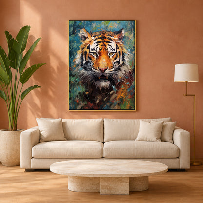 Tiger Canvas Wall Art for Living Room | Modern Wildlife Animal Wall Decor