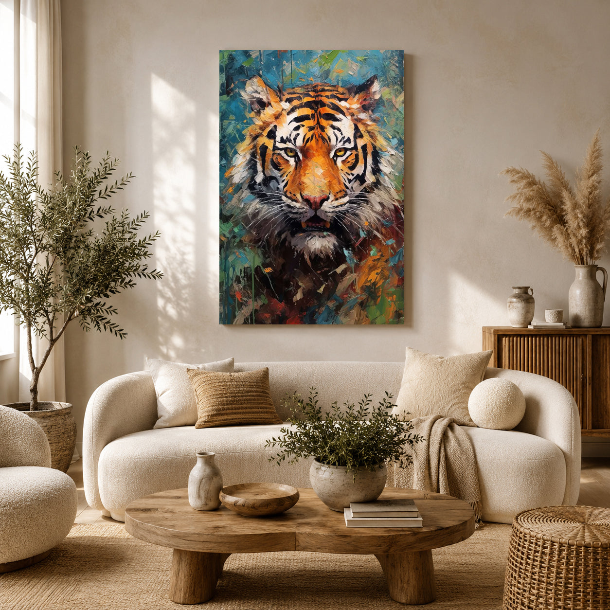 Tiger Canvas Wall Art for Living Room | Modern Wildlife Animal Wall Decor