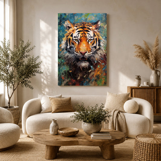 Tiger Canvas Wall Art for Living Room | Modern Wildlife Animal Wall Decor