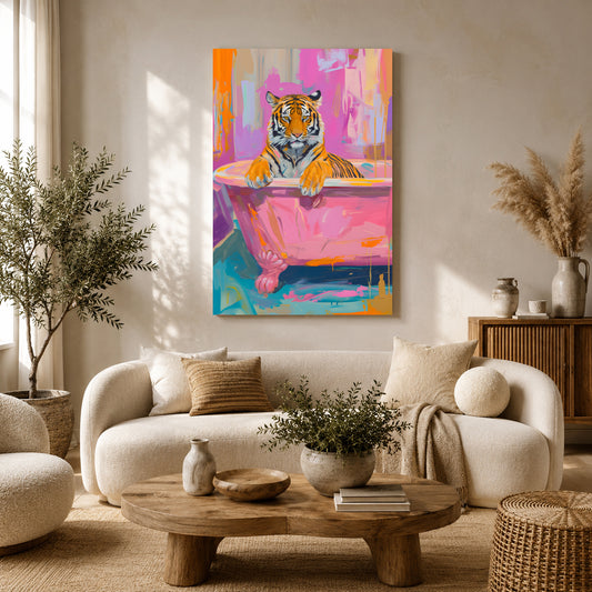 Tiger Canvas Wall Art for Living Room | Colorful Pop Art Animal Wall Decor