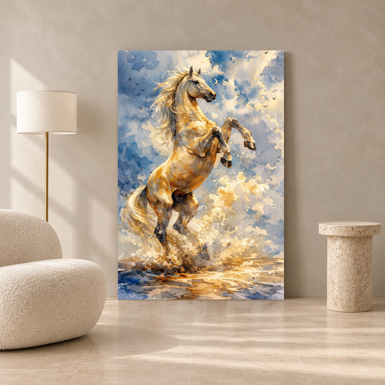 Majestic White Horse Canvas Wall Art for Living Room
