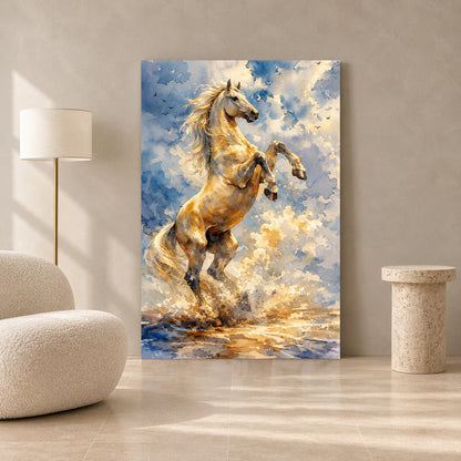 Majestic White Horse Canvas Wall Art for Living Room