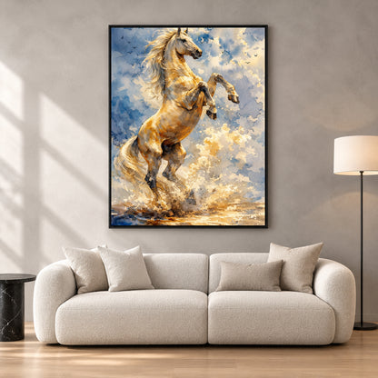 Majestic White Horse Canvas Wall Art for Living Room