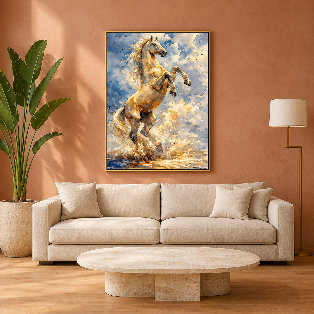 Majestic White Horse Canvas Wall Art for Living Room