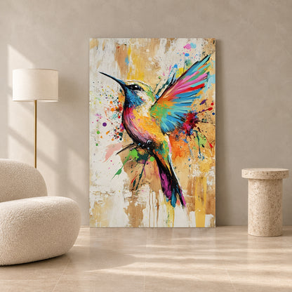 Colorful Hummingbird Canvas Wall Art for Living Room & Modern Home Decor