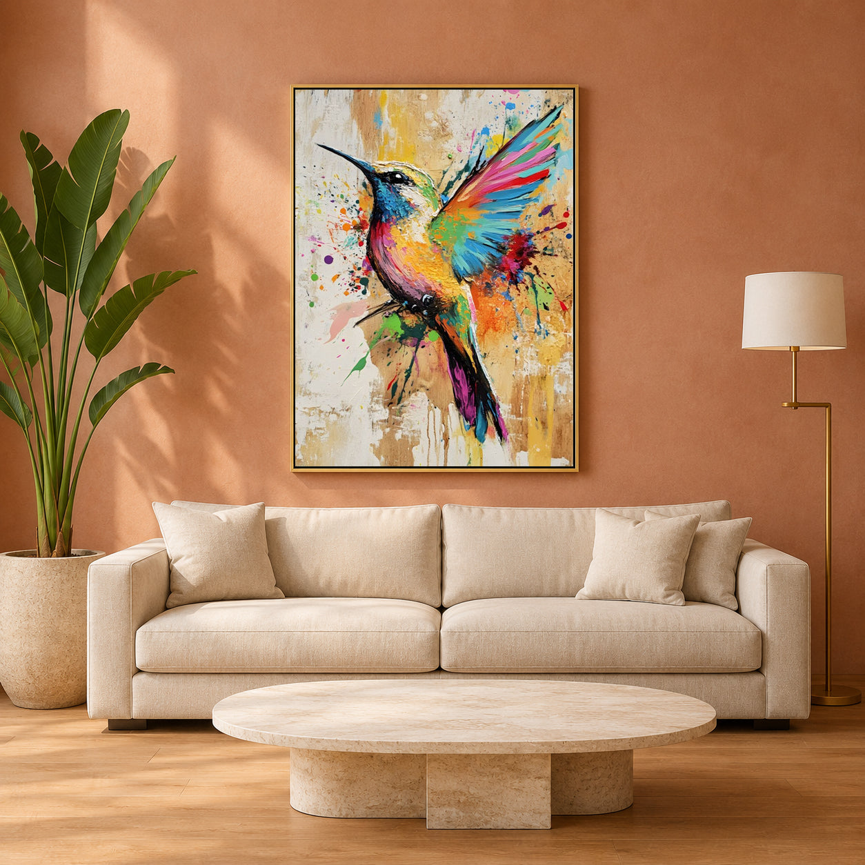 Colorful Hummingbird Canvas Wall Art for Living Room & Modern Home Decor