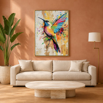 Colorful Hummingbird Canvas Wall Art for Living Room & Modern Home Decor