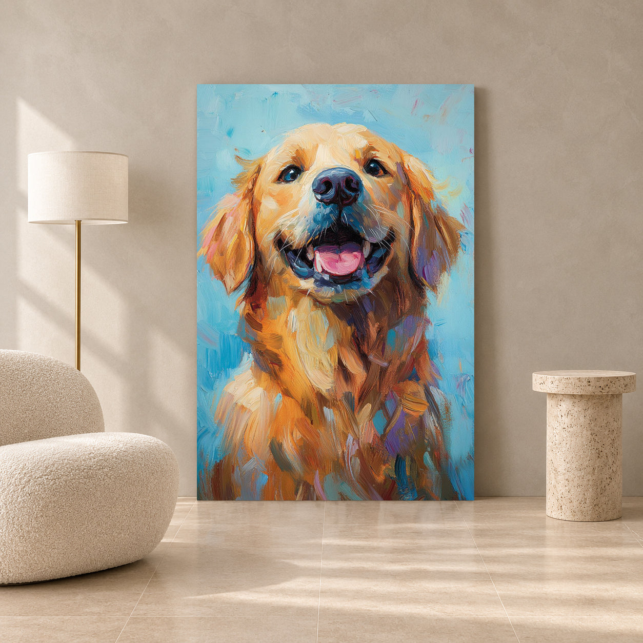 Golden Retriever Canvas Wall Art for Living Room & Modern Home Decor