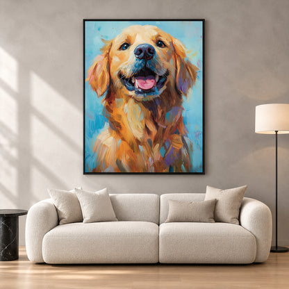 Golden Retriever Canvas Wall Art for Living Room & Modern Home Decor