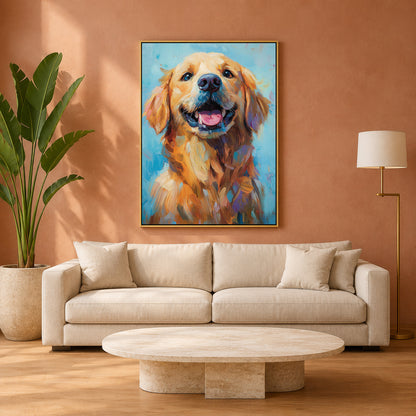 Golden Retriever Canvas Wall Art for Living Room & Modern Home Decor