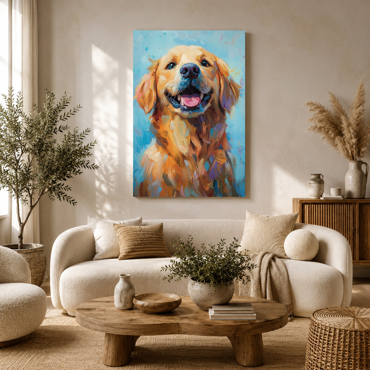 Golden Retriever Canvas Wall Art for Living Room & Modern Home Decor