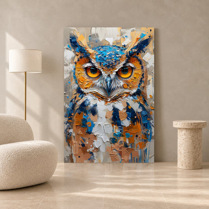 Abstract Owl Canvas Wall Art for Living Room & Modern Home Decor