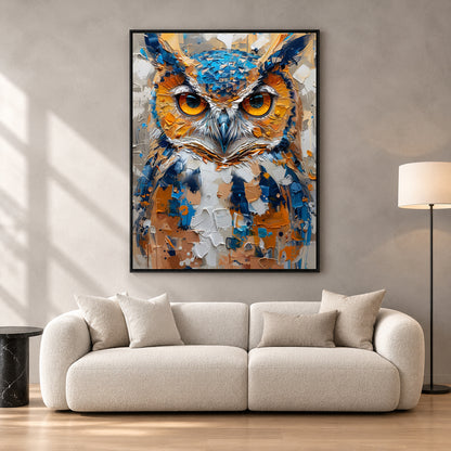 Abstract Owl Canvas Wall Art for Living Room & Modern Home Decor