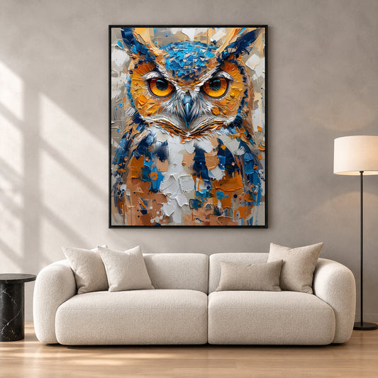 Abstract Owl Canvas Wall Art for Living Room & Modern Home Decor