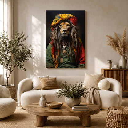 Lion Rasta Canvas Wall Art for Living Room & Modern Home Decor