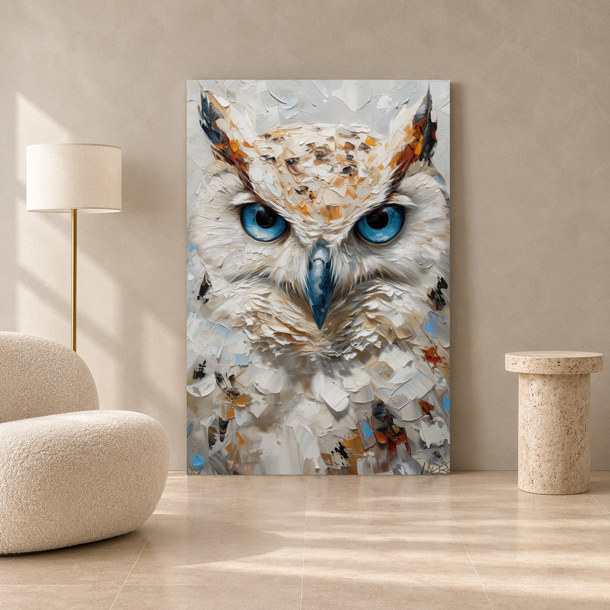 White Owl Canvas Wall Art for Living Room & Modern Home Decor