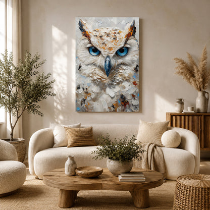 White Owl Canvas Wall Art for Living Room & Modern Home Decor