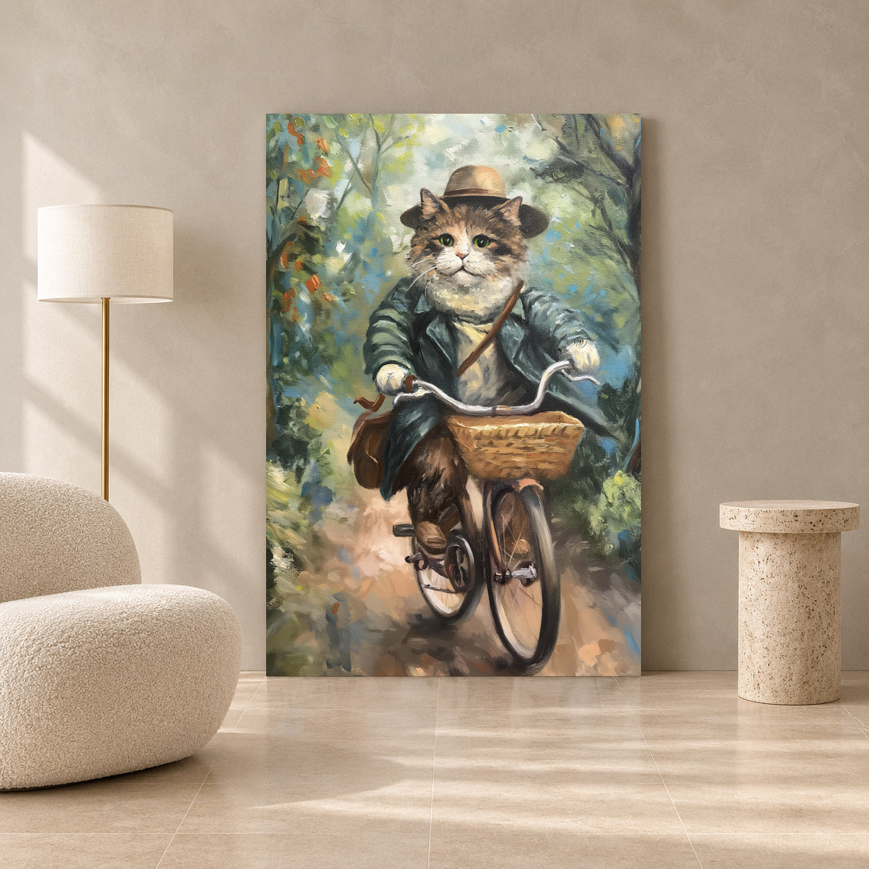 Vintage Cat Canvas Wall Art for Living Room & Cottage Home Decor