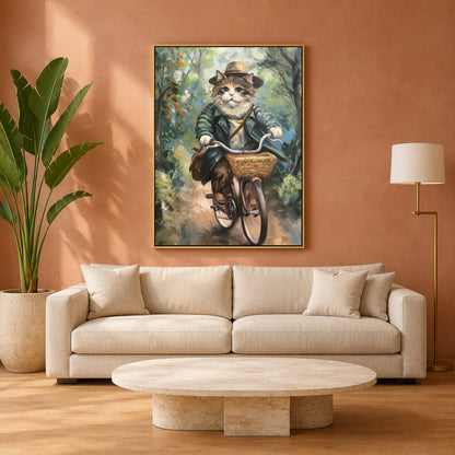 Vintage Cat Canvas Wall Art for Living Room & Cottage Home Decor