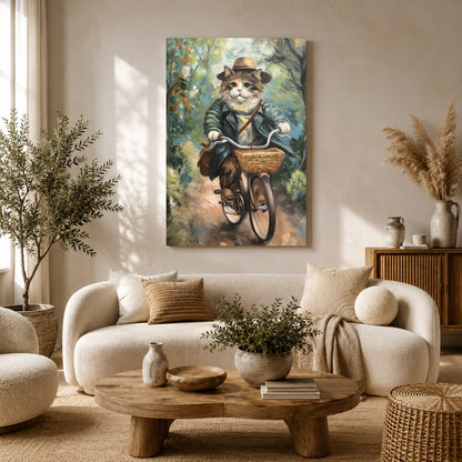 Vintage Cat Canvas Wall Art for Living Room & Cottage Home Decor