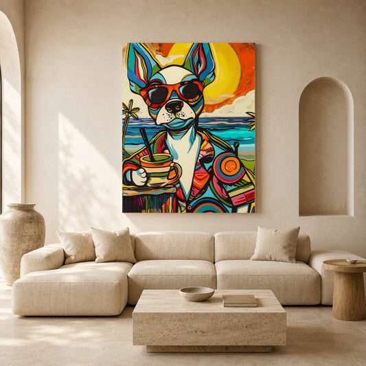 Colorful French Bulldog Canvas Wall Art for Living Room & Modern Home Decor