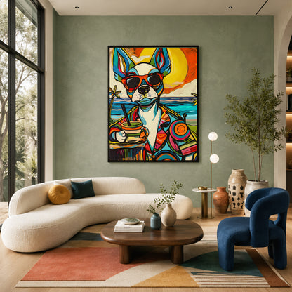 Colorful French Bulldog Canvas Wall Art for Living Room & Modern Home Decor